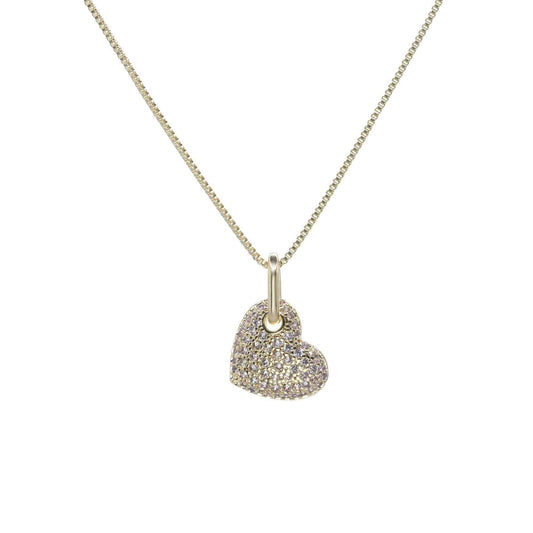 Collar Enchapado en Oro Corazón con Circones