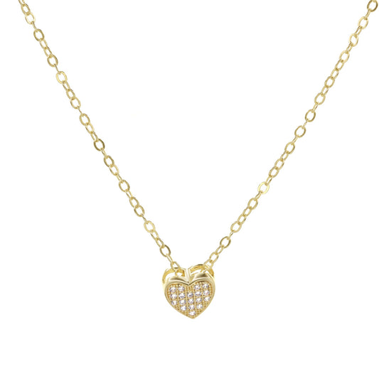 Collar Enchapado en Oro Dije Corazón con Circones