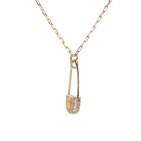 Collar Enchapado en Oro - Alfiler de Gancho con Circones