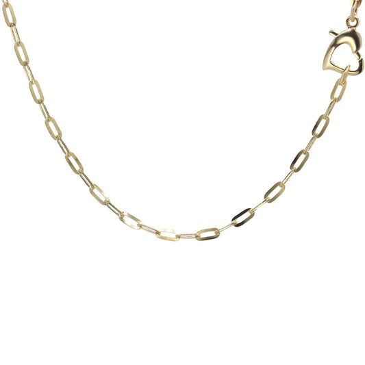 Collar Enchapado en Oro Diseño Cadena con Broche Corazón Irregular Calado
