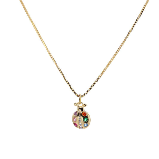 Collar Enchapado en Oro Diseño China de Circones de Colores