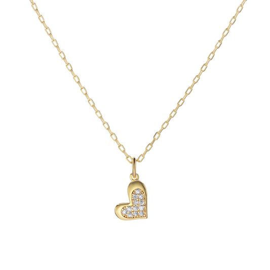 Collar Enchapado en Oro Diseño Corazón con Circones