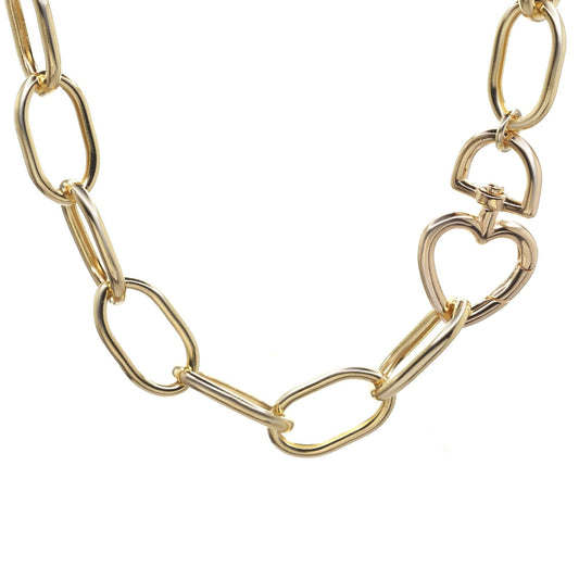 Collar Enchapado en Oro Diseño Eslabón con Broche Corazón