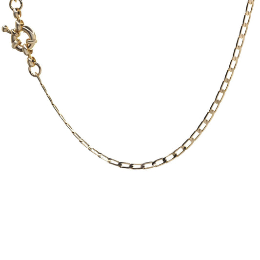Collar Enchapado en Oro Diseño Eslabón con Broche Timón