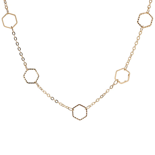 Collar Enchapado en Oro - Hexagonal con Cadena Tradicional