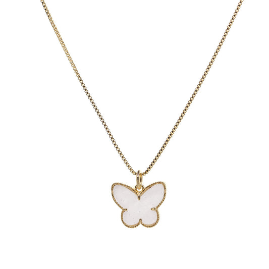 Collar Enchapado en Oro Diseño Mariposa de Nácar