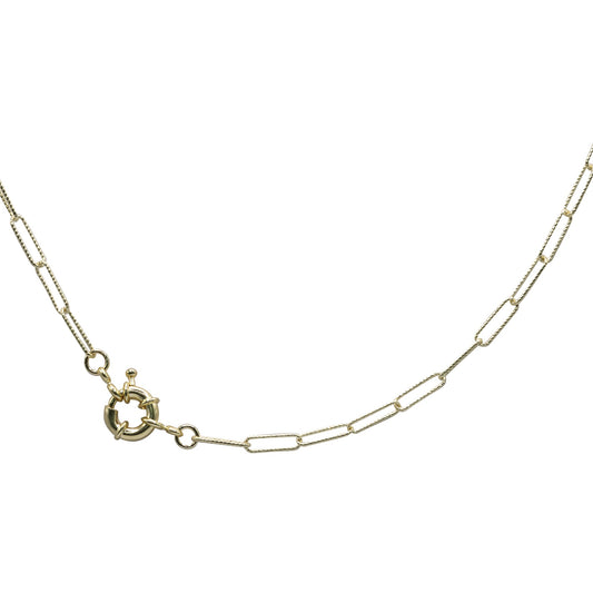 Collar Enchapado en Oro Eslabones Largos con Broche Timón