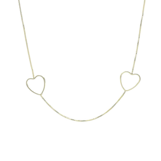 Collar Enchapado en Oro - Veneciana con Corazón