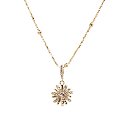 Collar Enchapado en Oro - Veneciana con Dije de Margarita con Circones