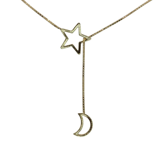 Collar Enchapado en Oro Estrella Con Luna