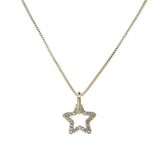 Collar Enchapado en Oro Figura Estrella con Circones