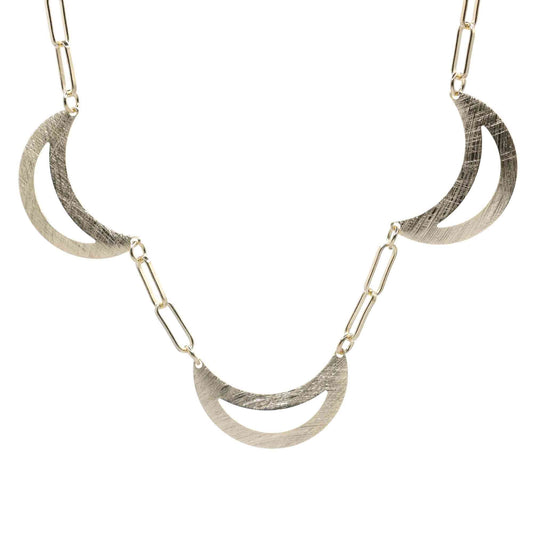 Collar Enchapado en Oro Figuras de Luna Satinada