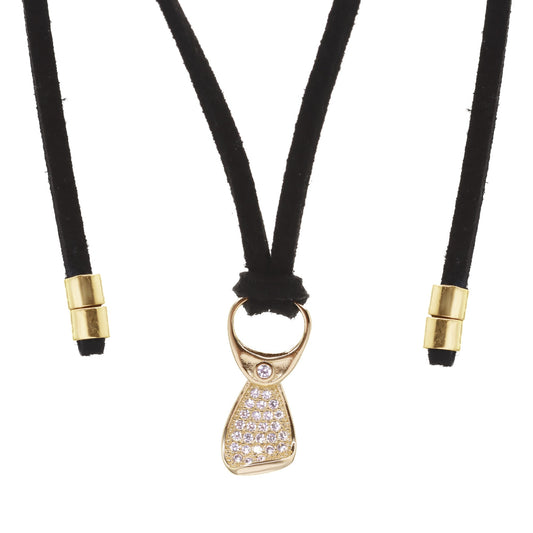 Collar Enchapado en Oro Gamuza - Corbatín con Circones y Terminales Dorados