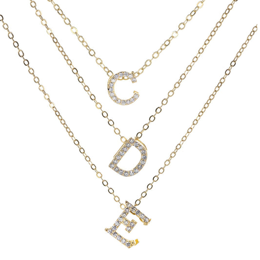 Collar Enchapado en Oro Letras con Circones