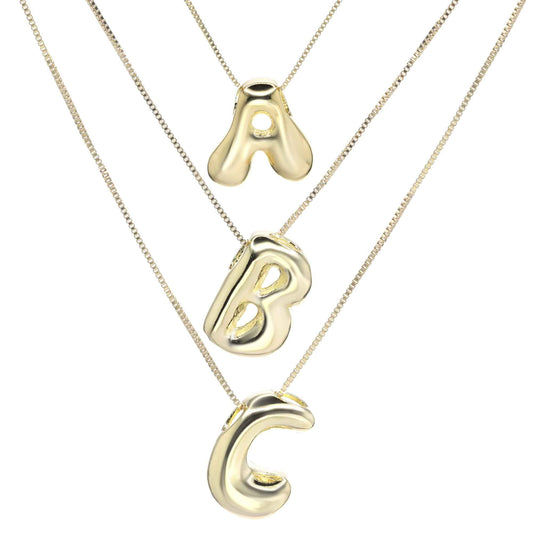 Collar Enchapado en Oro Letras Textura Lisa