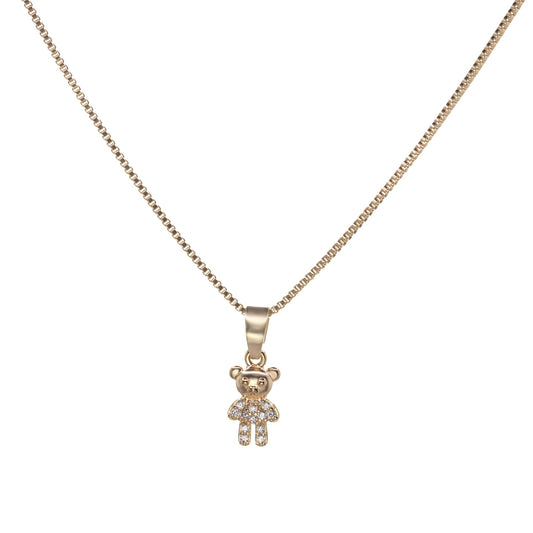 Collar Enchapado en Oro - Oso con Circones