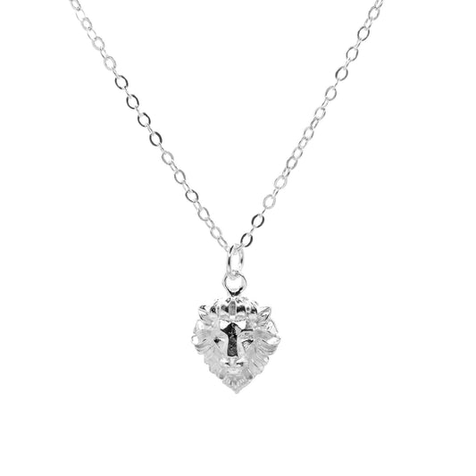 Collar Enchapado en Plata Cabeza de León