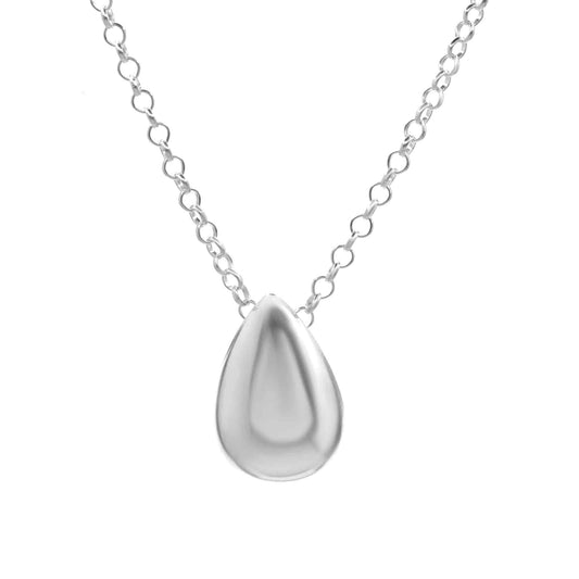 Collar Enchapado en Plata Colgante de Gota Lisa