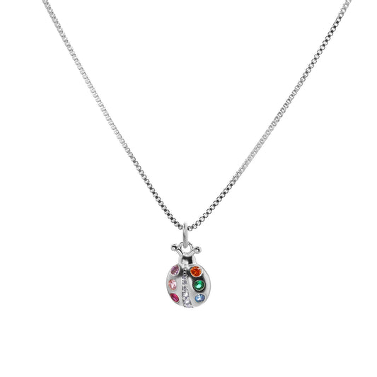 Collar Enchapado en Plata Diseño China de Circones de Colores