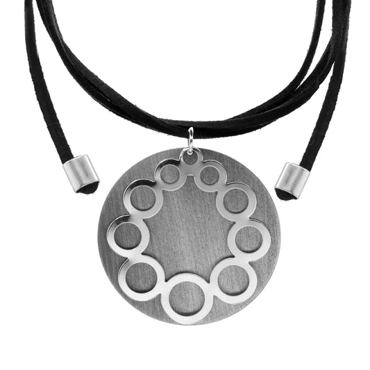 Collar Enchapado en Plata - Placa de Peltre y Terminales Lisos