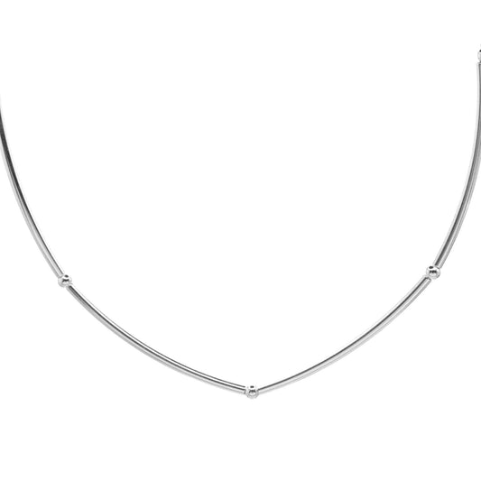 Collar Enchapado en Plata - Varas Lisas con Esferas