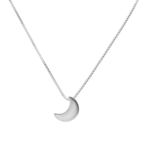 Collar Enchapado en Plata Media Luna Lisa