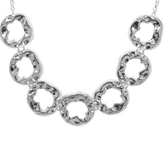 Collar Enchapado en Plata - Argollas Irregulares
