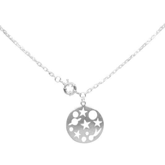 Collar Enchapado en Plata Planetario con Broche Timón