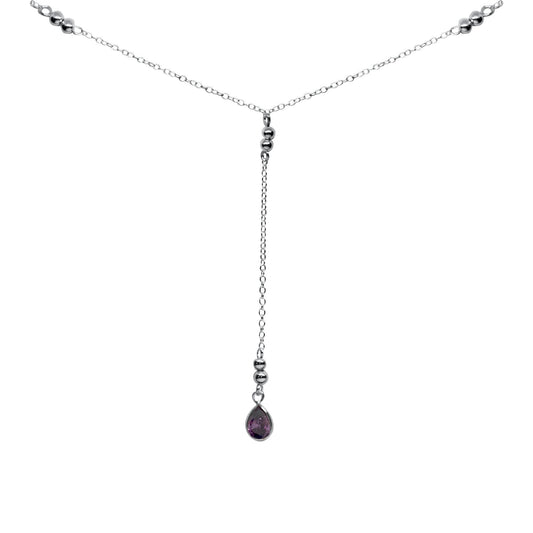 Collar Esferas Circón Gota Morado