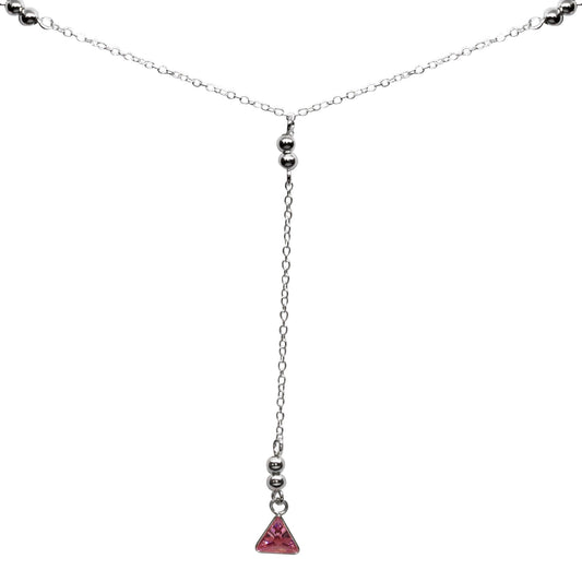 Collar Esferas y Triángulo Circón Rosa