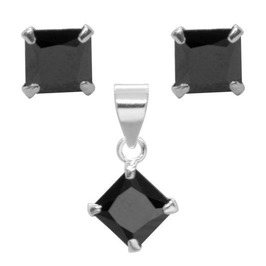 Conjunto con Circón Negro 6 mm
