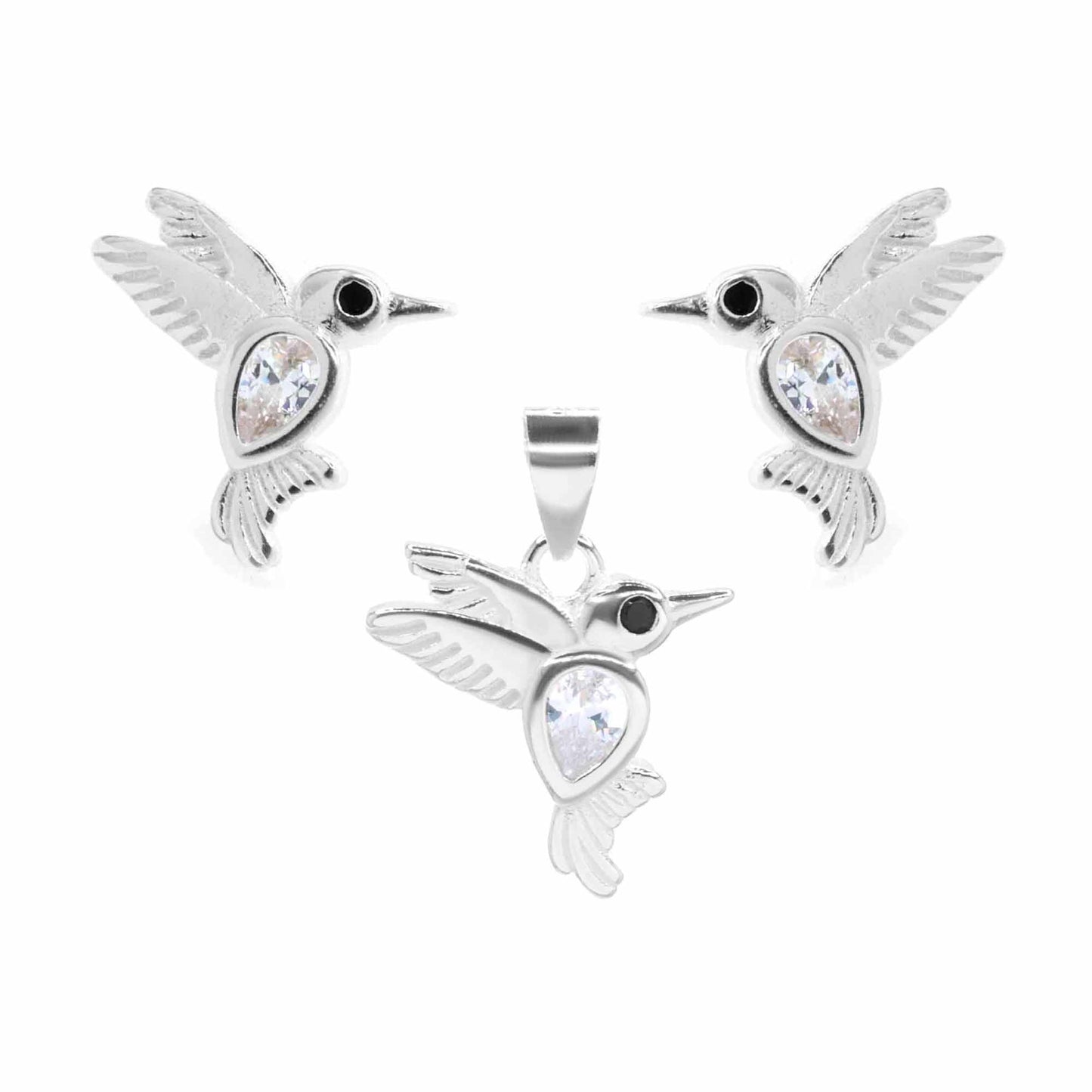 Conjunto de plata Colibríes con Circones