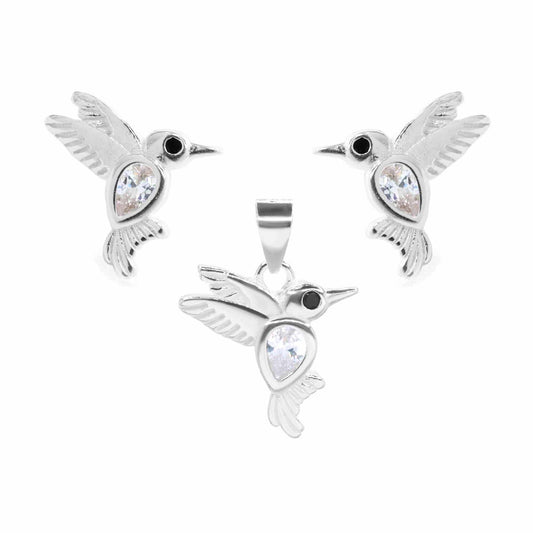 Conjunto de plata Colibríes con Circones