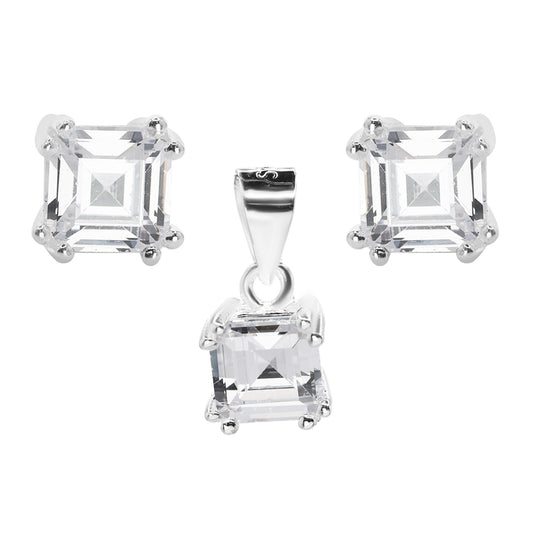 Conjunto de Plata - Cuadrado de Circones 6 mm