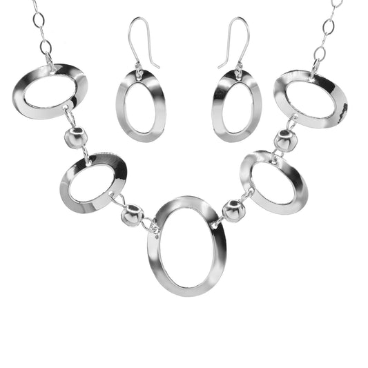 Conjunto de Plata - Figuras Ovaladas de Textura Lisa