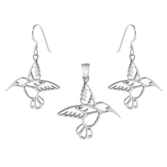 Conjunto de Plata Figuras de Colibrí