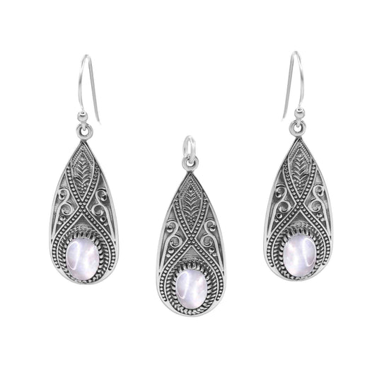 Conjunto de Plata Gotas - Tribal con Piedra Luna