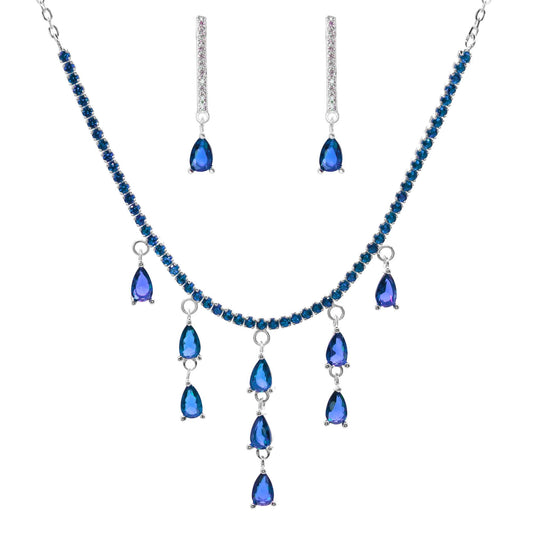 Conjunto de Plata - Cascada con Circones Azules de Gota