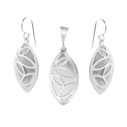 Conjunto de Plata - Hojas Satinadas