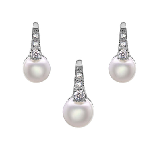 Conjunto de Plata - Perlas de Río con Varitas de Circones
