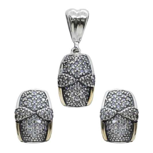 Conjunto de Plata Placas con Nudos Circones y Oro