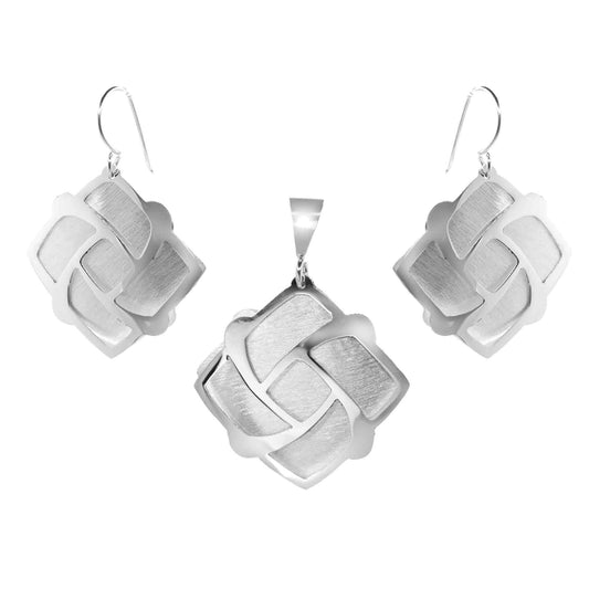 Conjunto de Plata Remolino Placas Satinadas