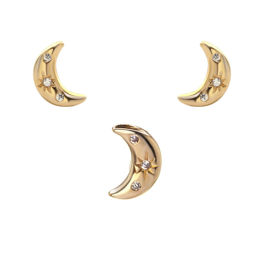 Conjunto Enchapado en Oro - Media Luna con Circones