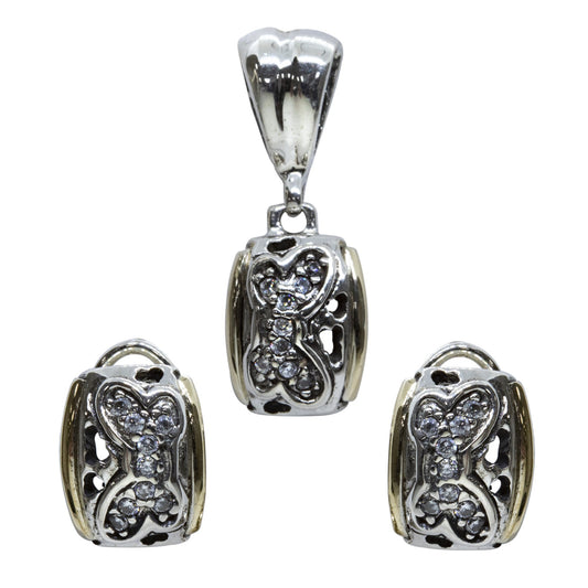 Conjunto Plata con Oro Microcircón