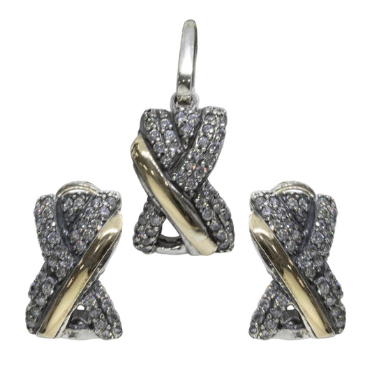 Conjunto Plata con Oro Microcircón