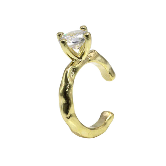 Aros Enchapado en Oro Cuff Circón Solitario