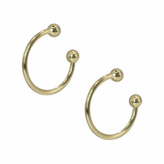 Aros Enchapado en Oro Cuff Semi Argolla con Esferas