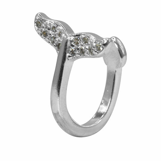 Cuff Enchapado en Plata Cola de Ballena con Circones