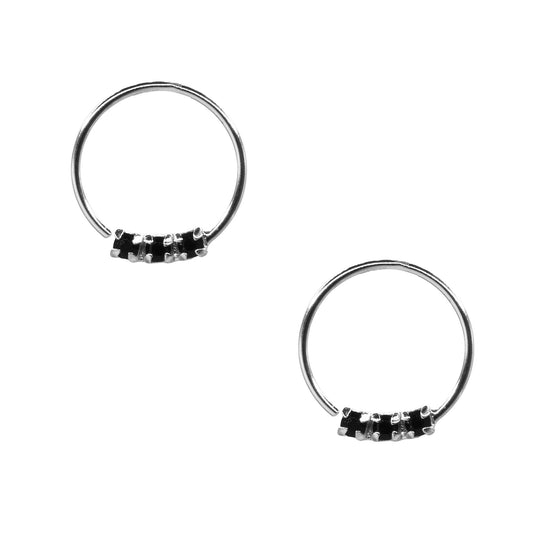 Piercing de Plata  con Circón Negro 10 mm