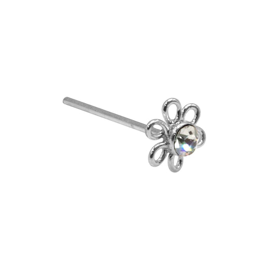 Piercing de Plata Flor Circón (Nariz)